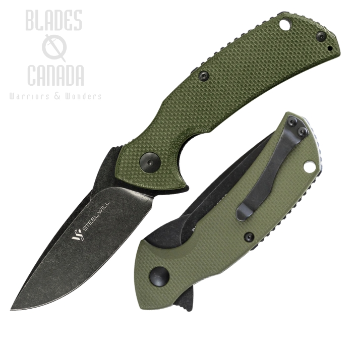 Steel Will Mini Plague Doctor Flipper Folding Knife, D2 Black, G10 Black, F16M-33